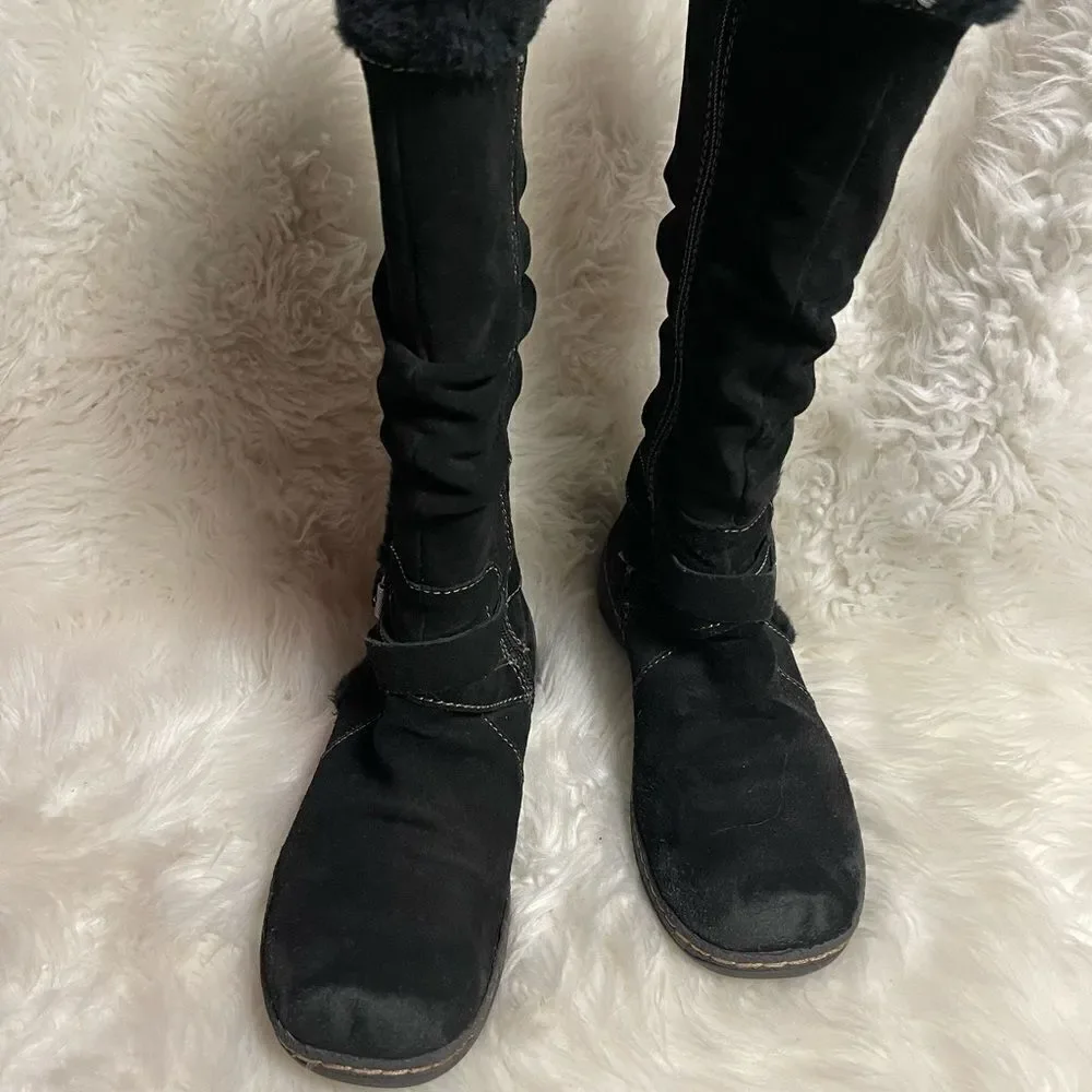 Bare traps Emalyn leather suede Black mid calf boots.Faux fur lining  SZ11M 9M